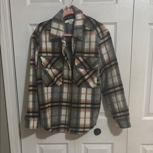 Calvin Klein Plaid Jacket - Black, Brown, Cream